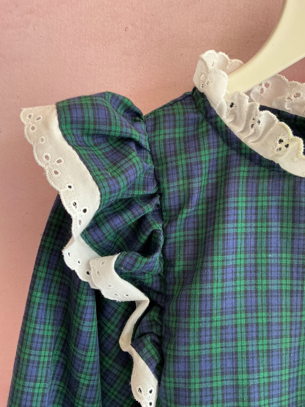 vintage Evergreen Plaid Prairie Dress / 2-3 Years