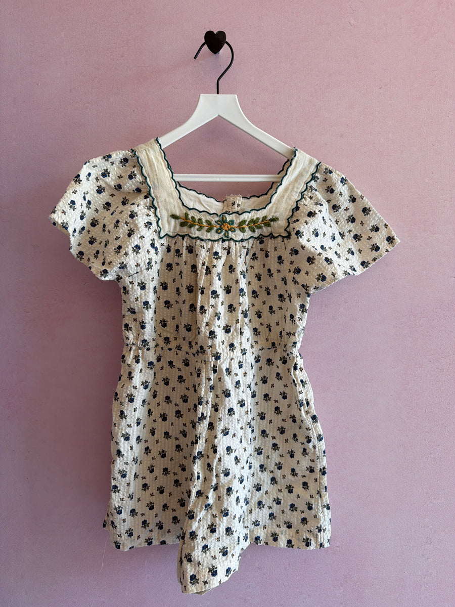 Zara Navy with all-over embroidered floral Romper / 5 years