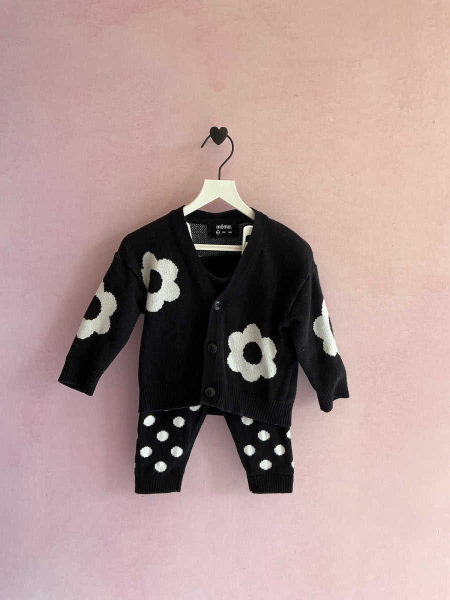 même 100% organic cotton Black Daisy + Dot Set / 6-12 months