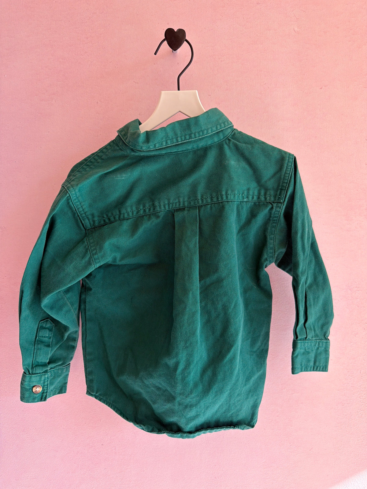 vintage Teal Button Down Long Sleeve Shirt / 3T