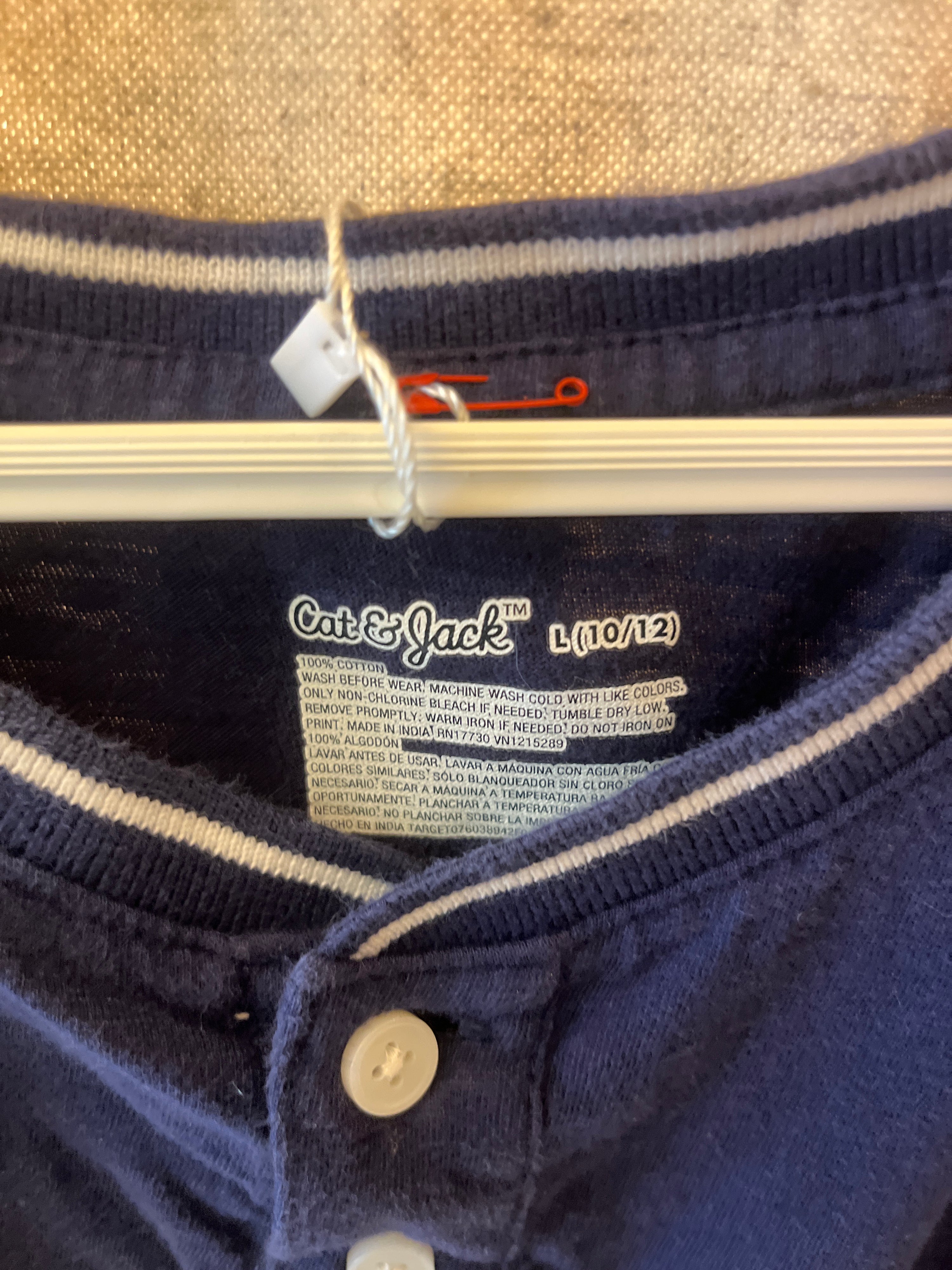 cat & jack Navy blue Baseball Top / 10-12
