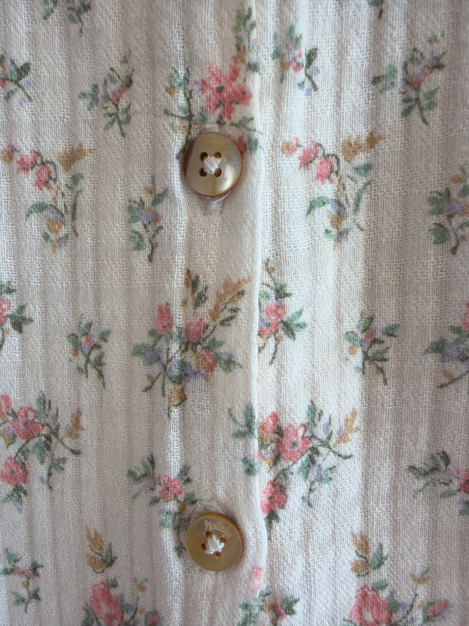 Natalys Cream Muslin Pink Roses Romper / 3m
