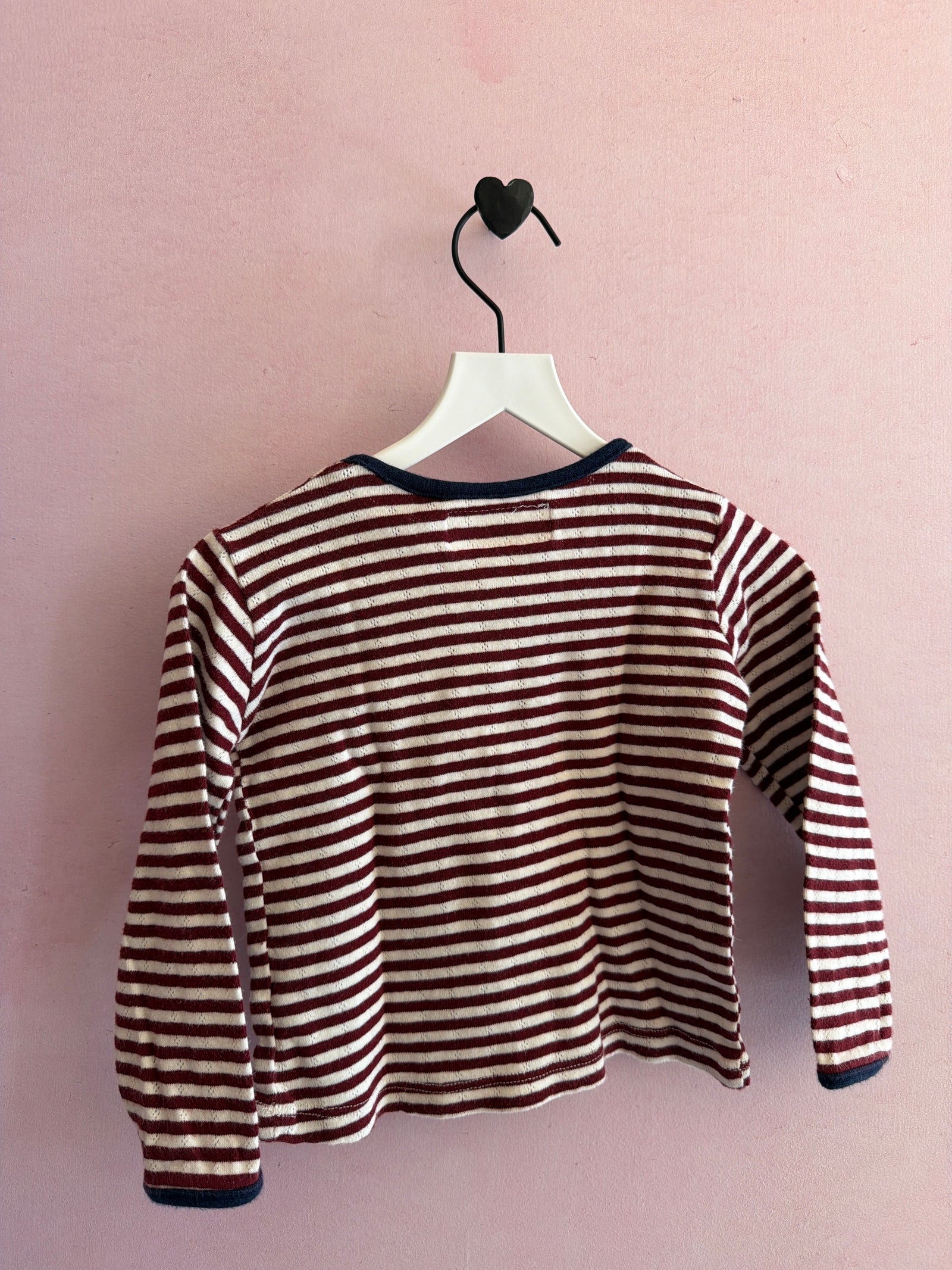 Zara Burgundy Pointelle Stripe Shirt / 2 years