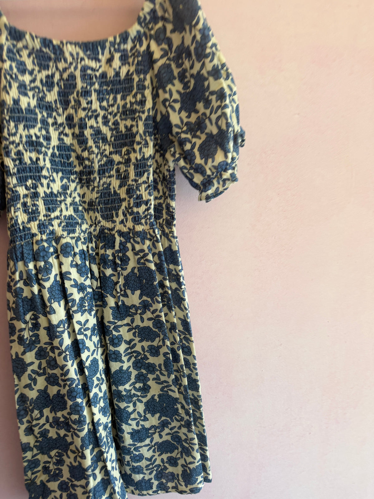 Monoprix Blue Floral Smocked Sundress / 10