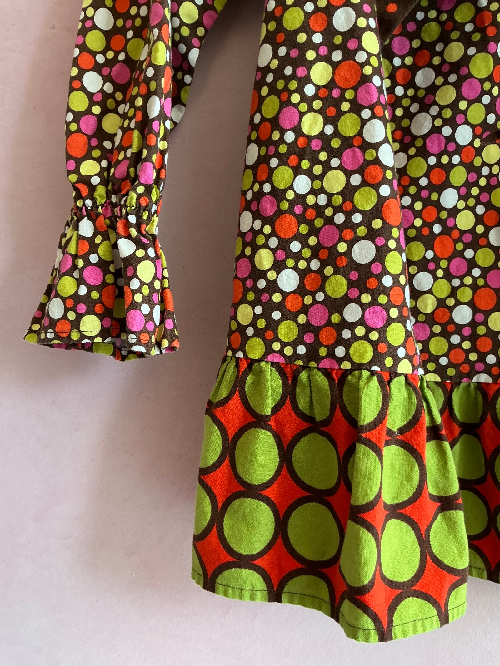 vintage 60s Mod Baxter & Beatrice Brown Bright Dot Dress / 6