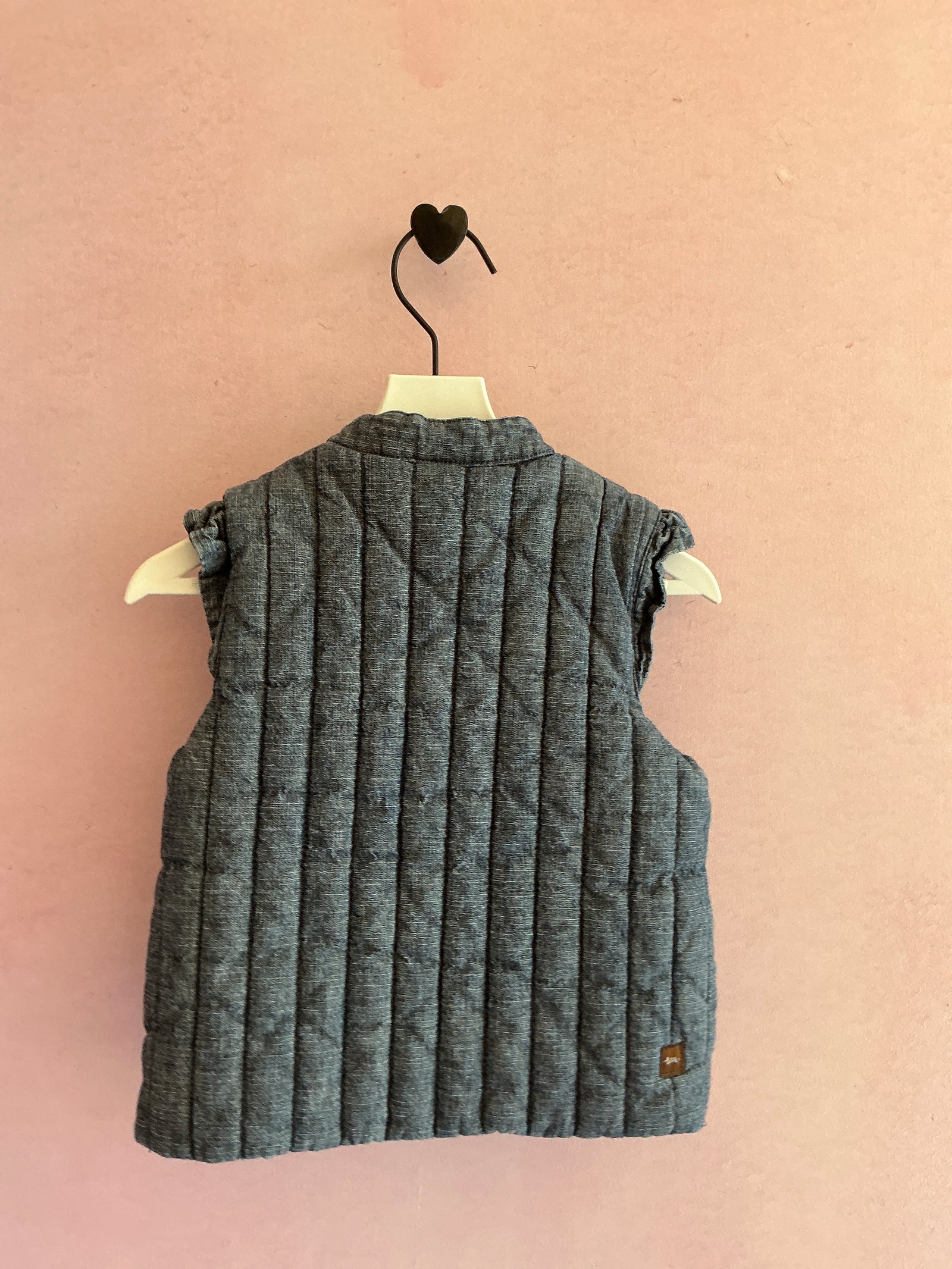 Tea Chambray Ruffle Sleeve Vest / 2-3