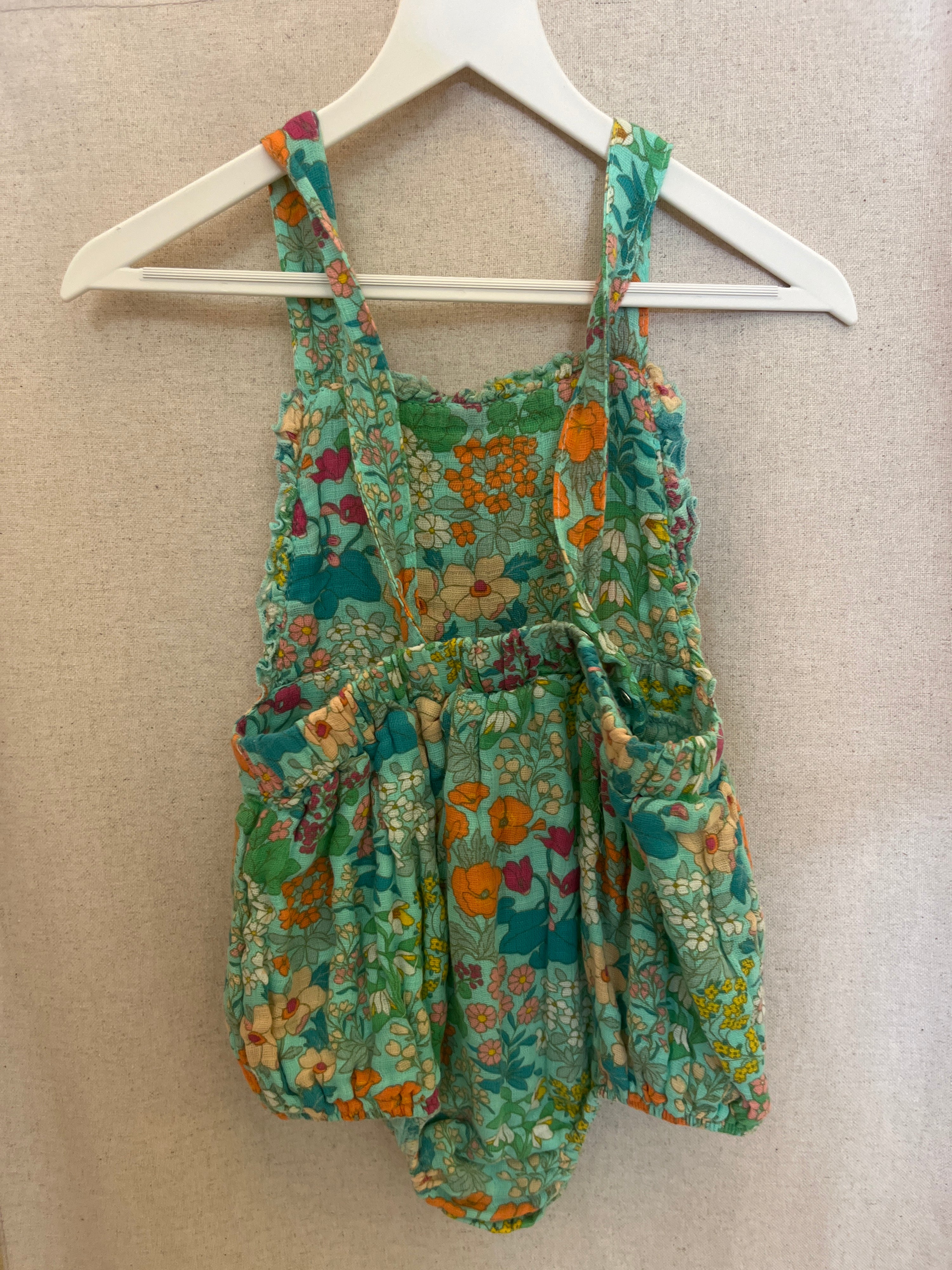 angel dear Turquoise Foral Romper / 12-18 months