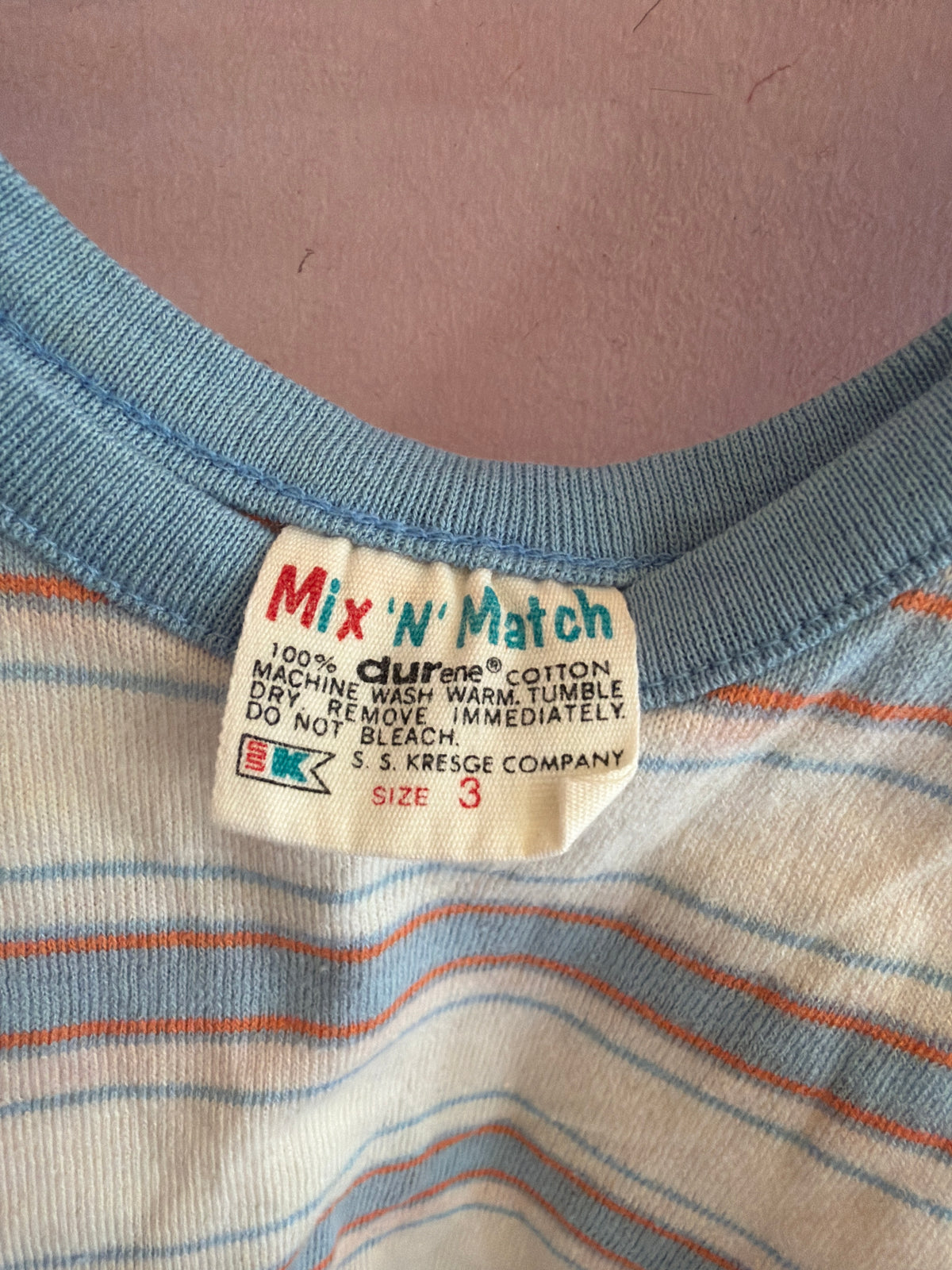 Vintage 70s Stripe S.S Kresge Company Durene Cotton Tank Top / 2T