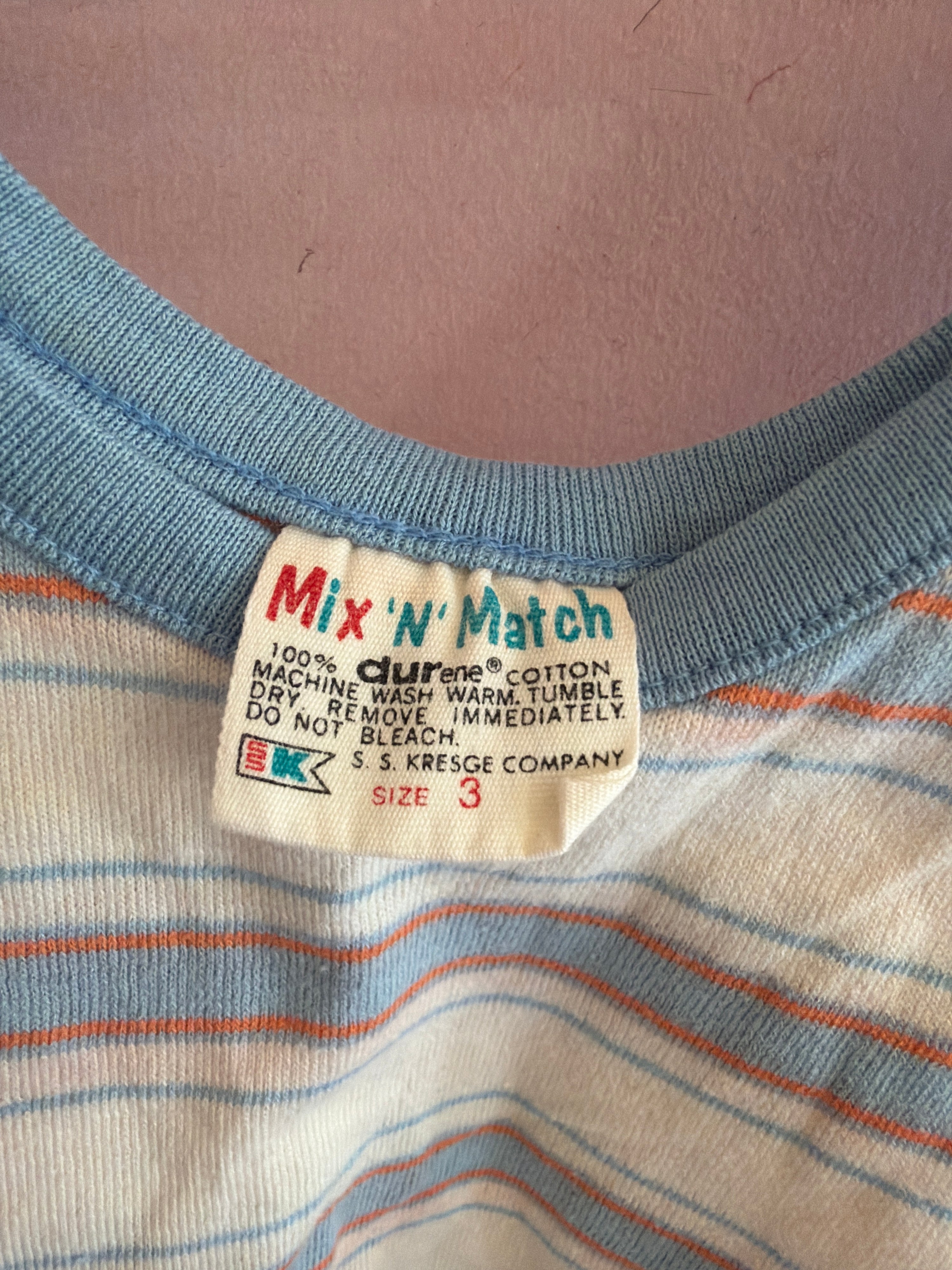 Vintage 70s Stripe S.S Kresge Company Durene Cotton Tank Top / 2T