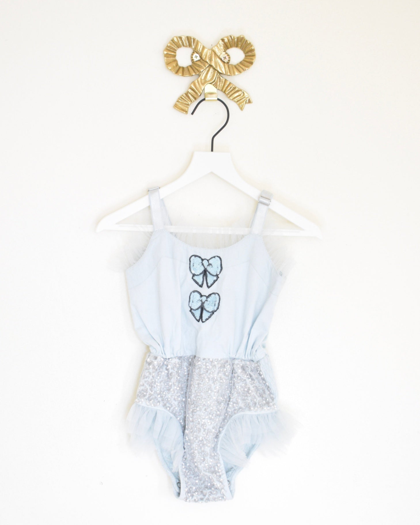 tutu du monde Baby Blue Bow Romper / 6-12 months 