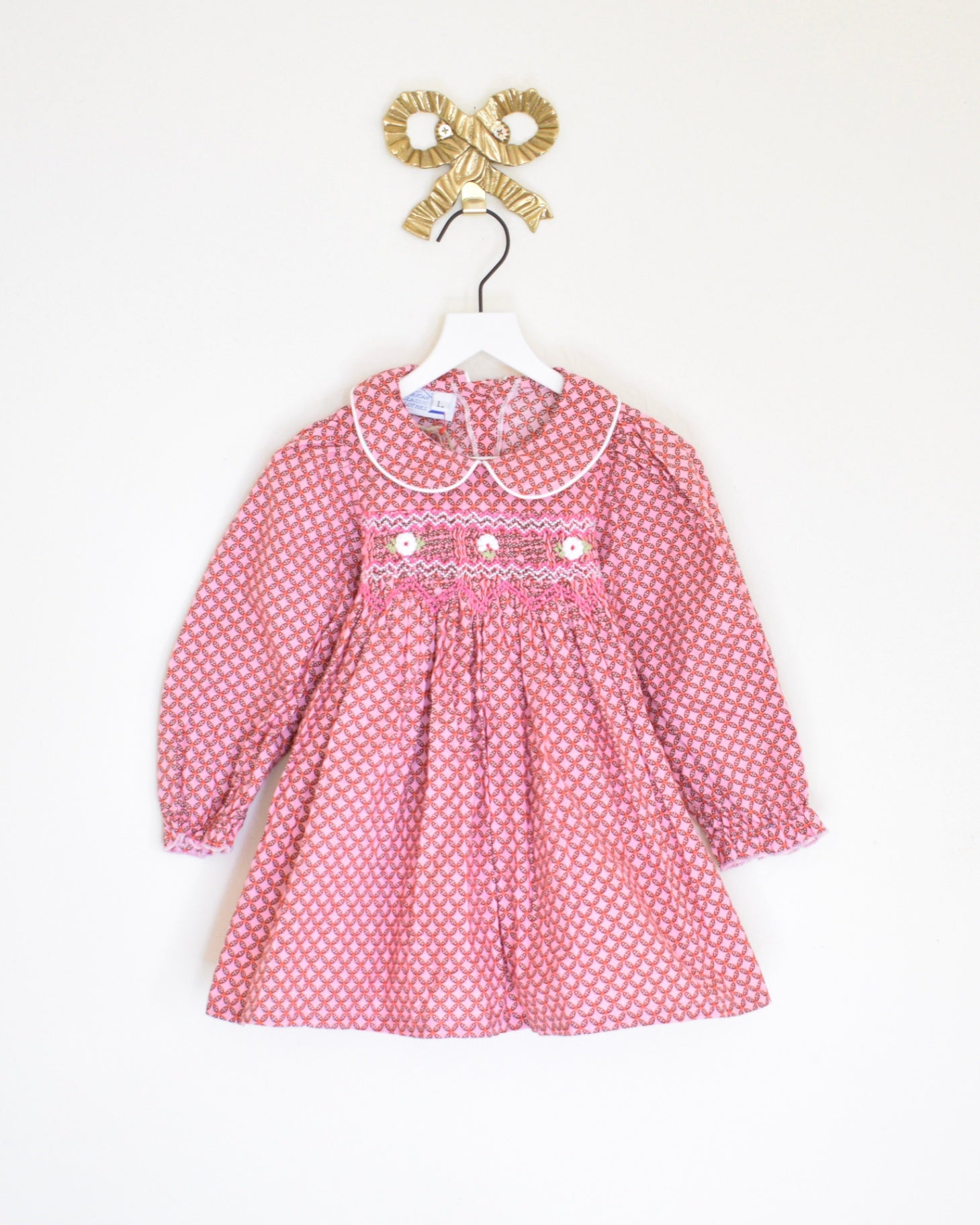 vintage pink print Dress / 2T
