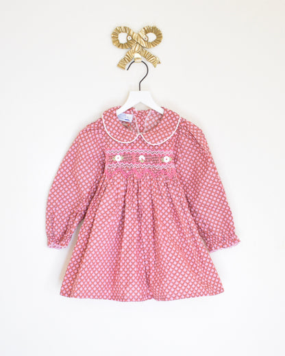 vintage pink print Dress / 2T