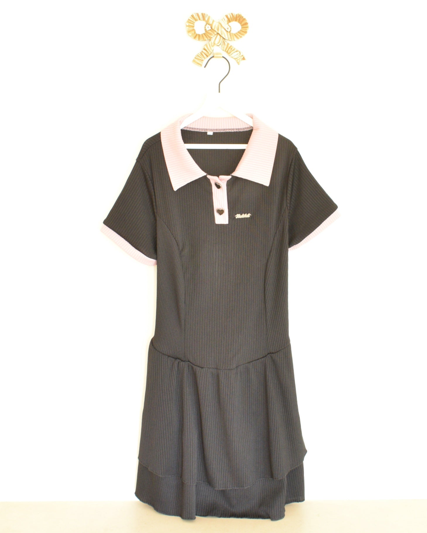 Balabala Pink & Black Hearts Dress / 12 Years 