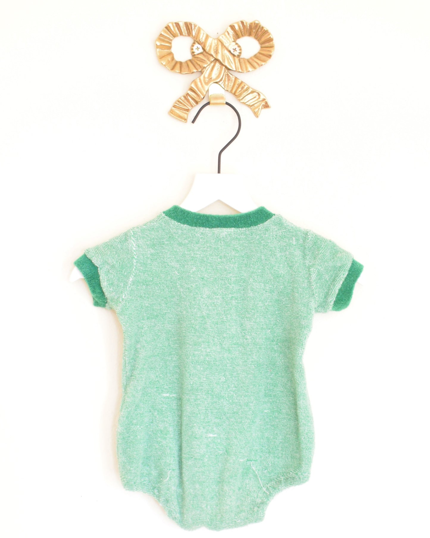 vintage Petit Bateau Green Terry Cloth Romper / 3-6 months 