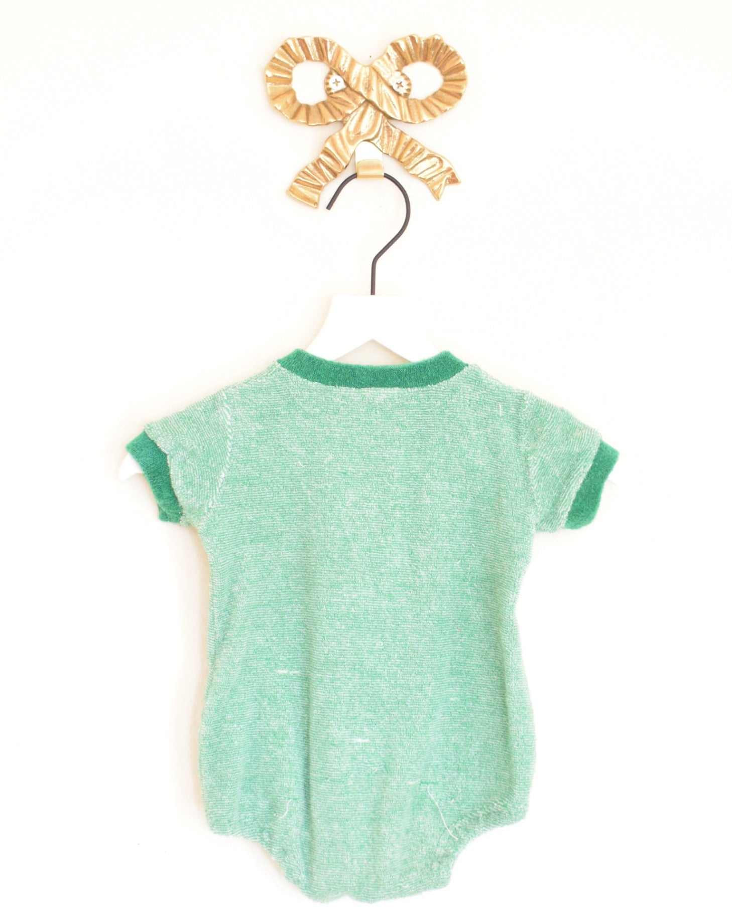 vintage Petit Bateau Green Terry Cloth Romper / 3-6 months 