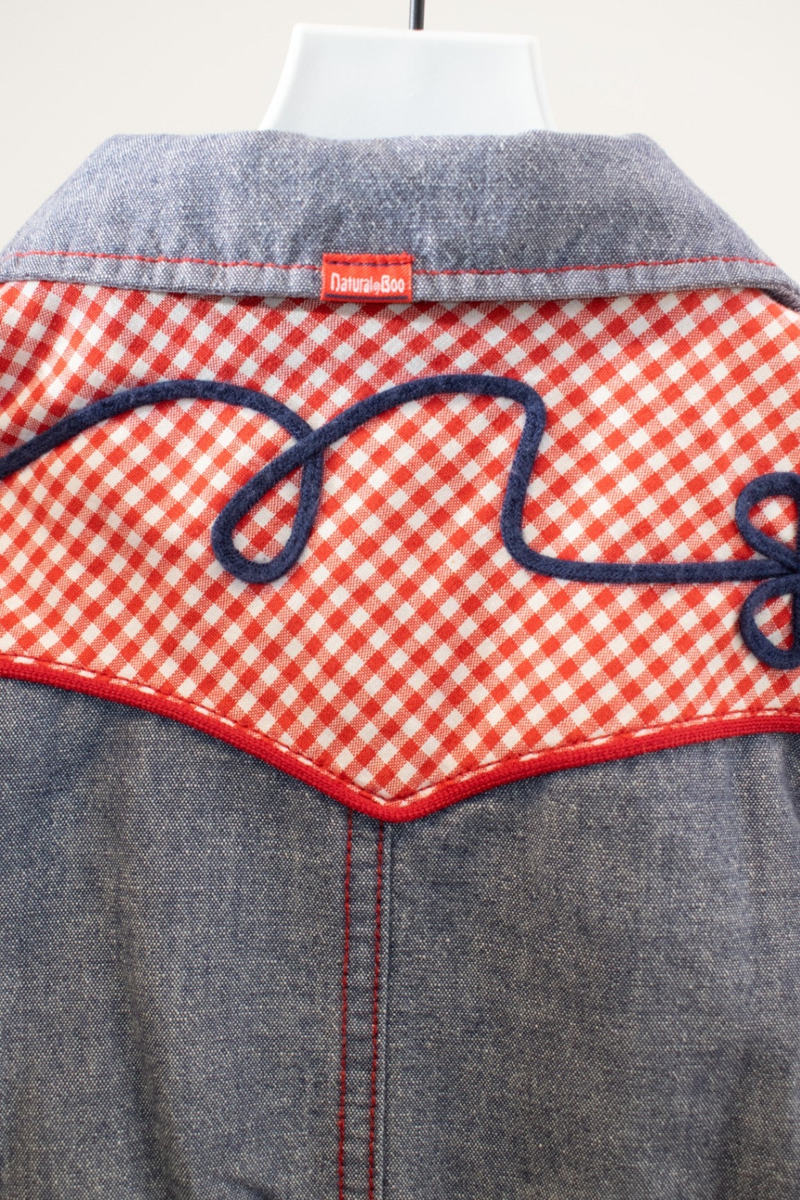 Japanese Vintage Gray with Red and White Checks Jacket / 4-5 years