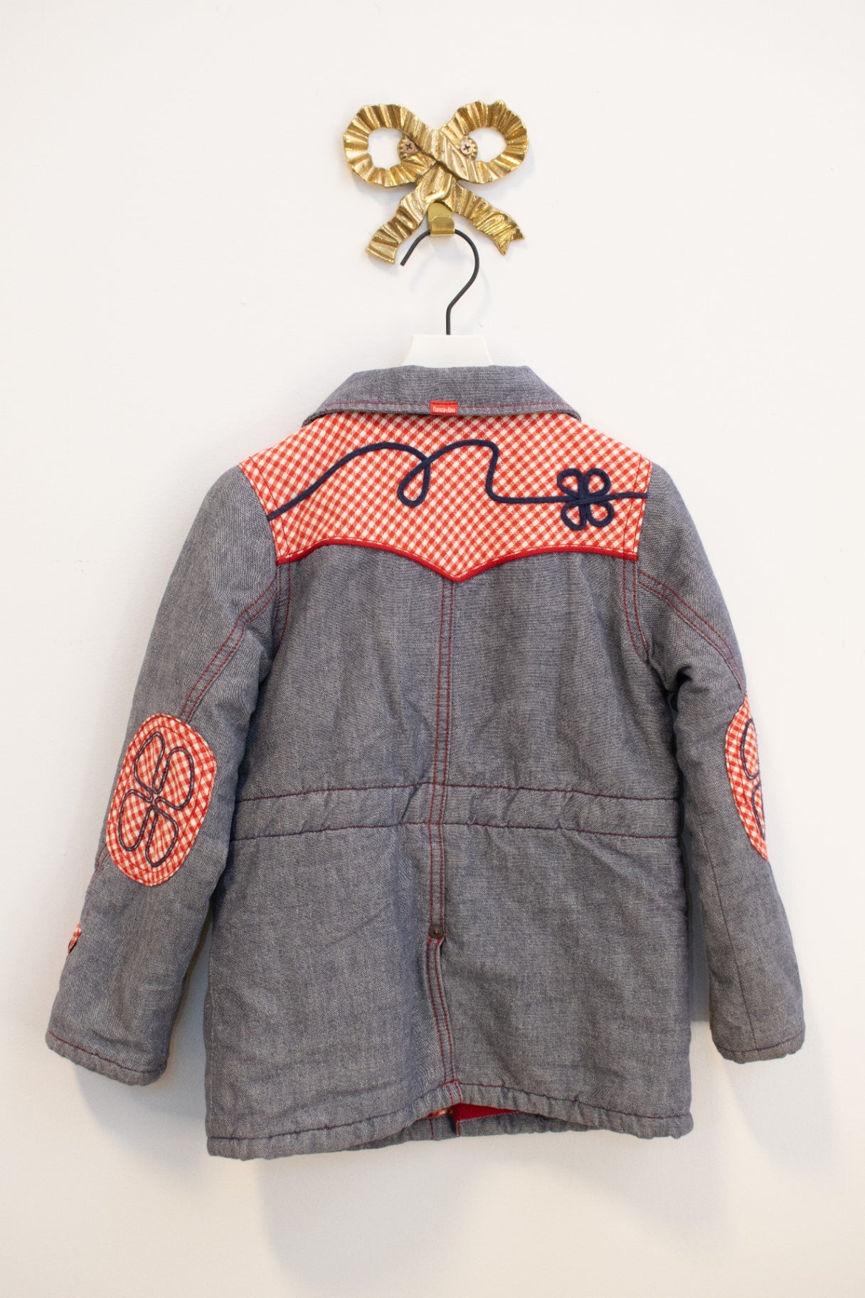 Japanese Vintage Gray with Red and White Checks Jacket / 4-5 years