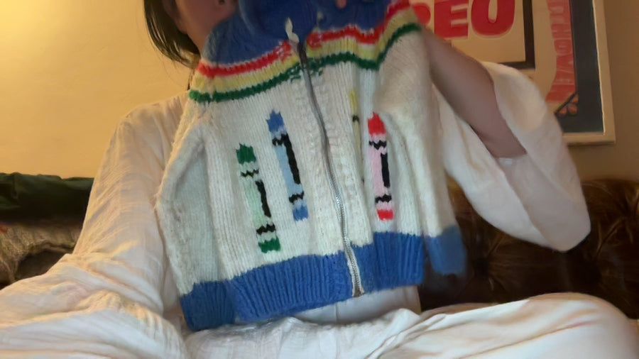 vintage Crayon Knit Sweater / 2-3 Years (creative mending)