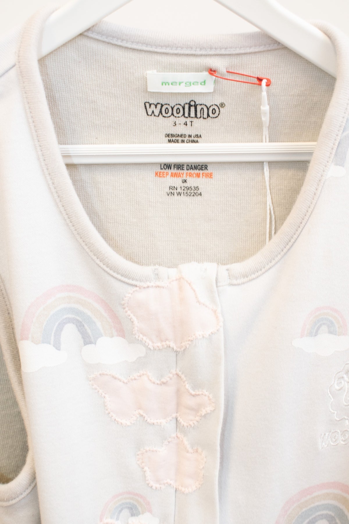 Woolino 4 Season® Ultimate Baby Sleep Bag, Merino Wool & Organic Cotton, Rainbow / 3-4 Years   (creative mending)