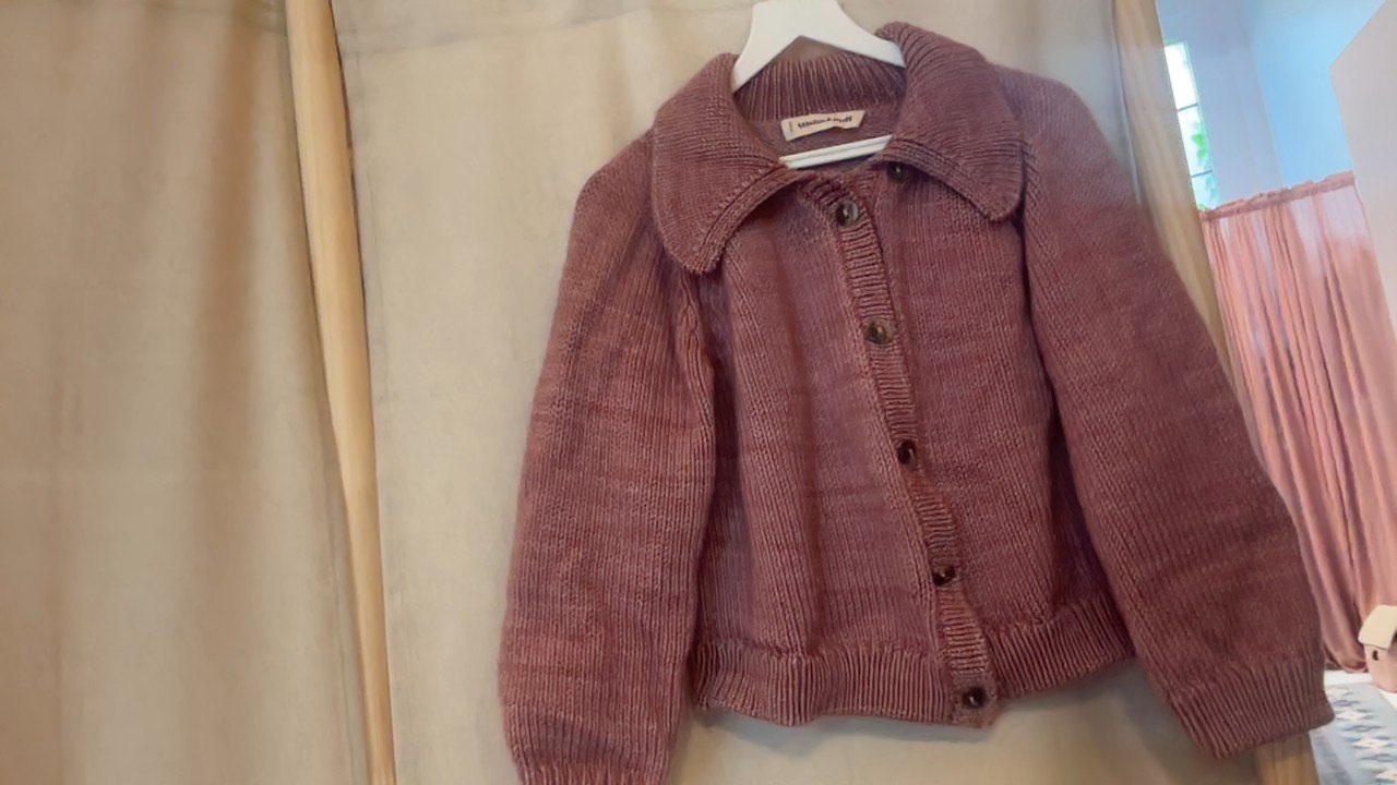misha & puff Mauve 100% Merino Wool Cardi  / 5-6