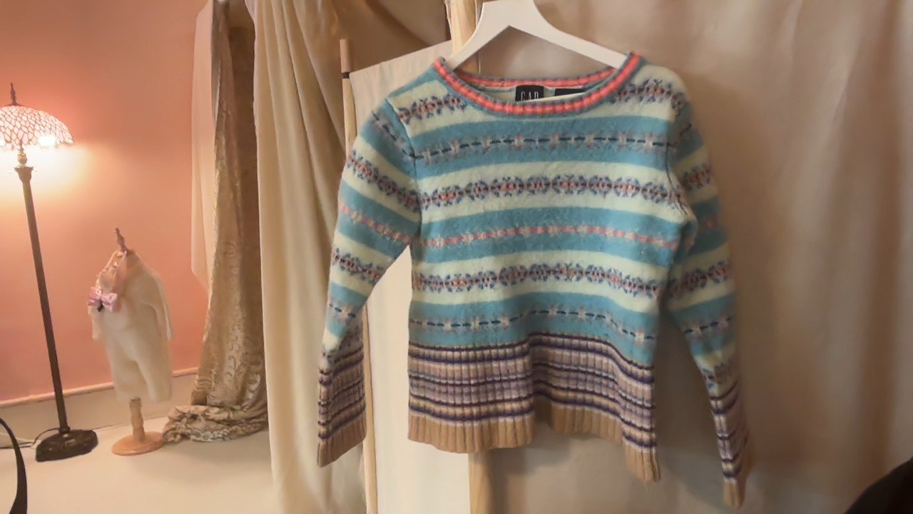 vintage blue ice fair isle Sweater / 3-4 Years