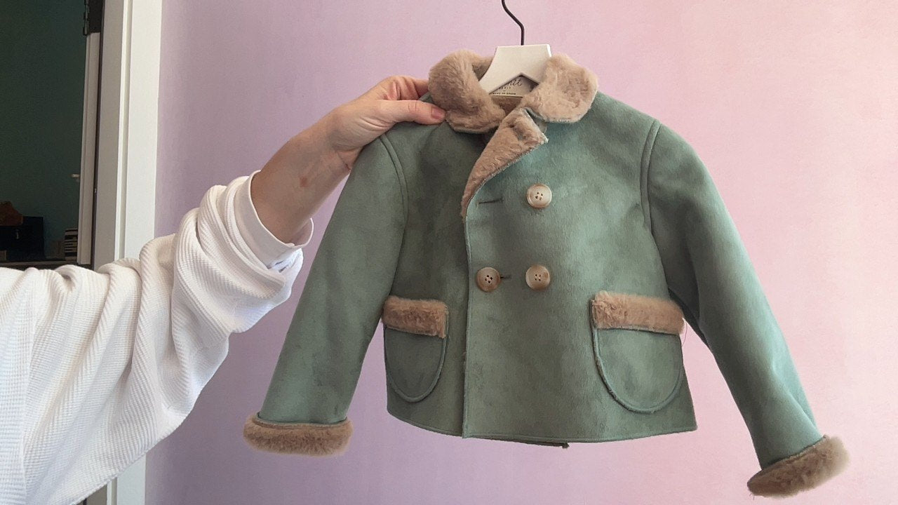 birinit petit Light Green Suede Jacket / 12-18 months (as is)