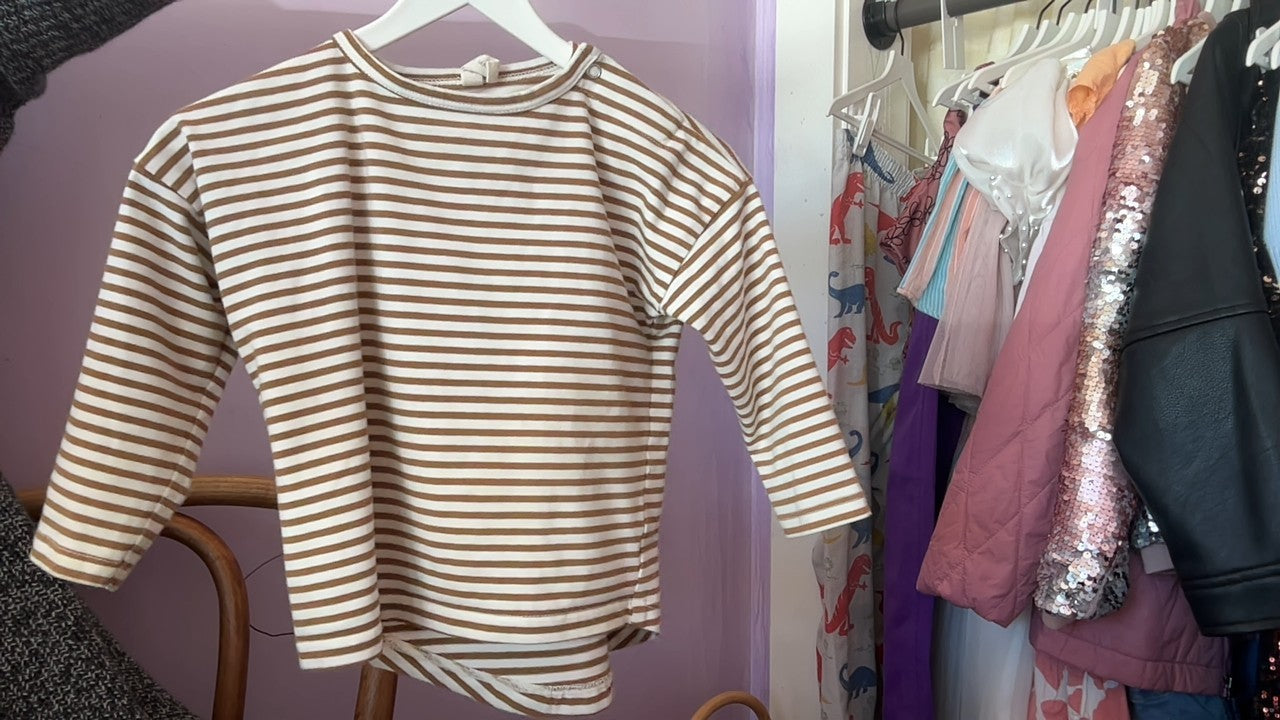 Quincy Mae Brown Stripe Long Sleeve Top / 12-18 months