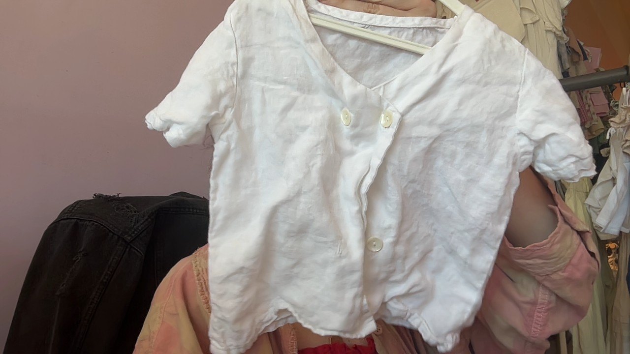 vintage White Double Breasted Blouse / 12 months