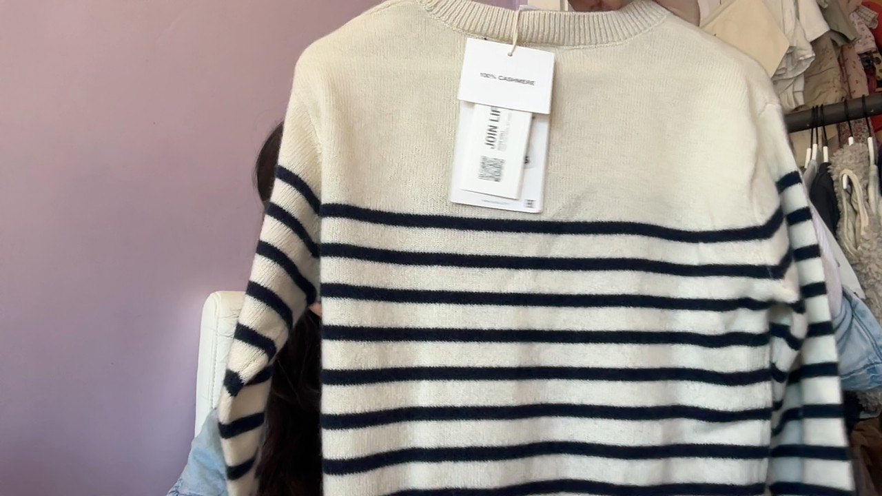 NWTs zara Cream and Navy Stripe Cashmere Sweater / 18-24 months