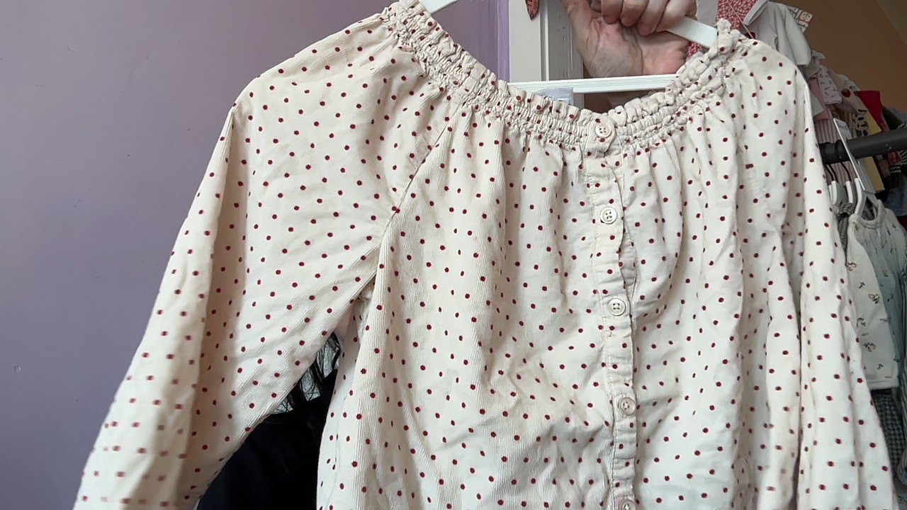 Hanna Andersson Cream with Red Polka Dots Cord Blouse / 8