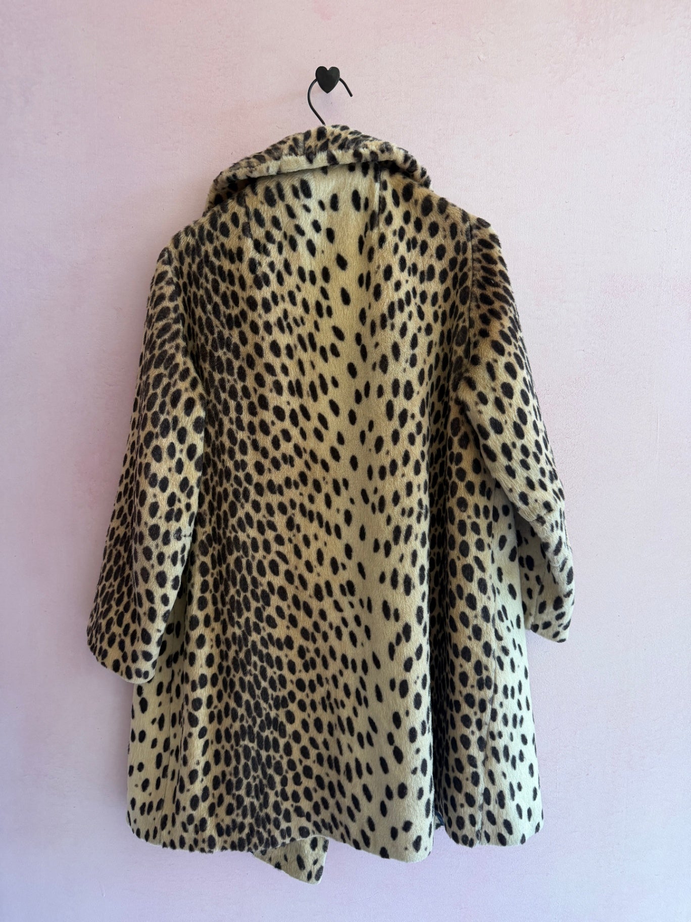 vintage Pony Hair Leopard Silk Lined Coat / Women's Small