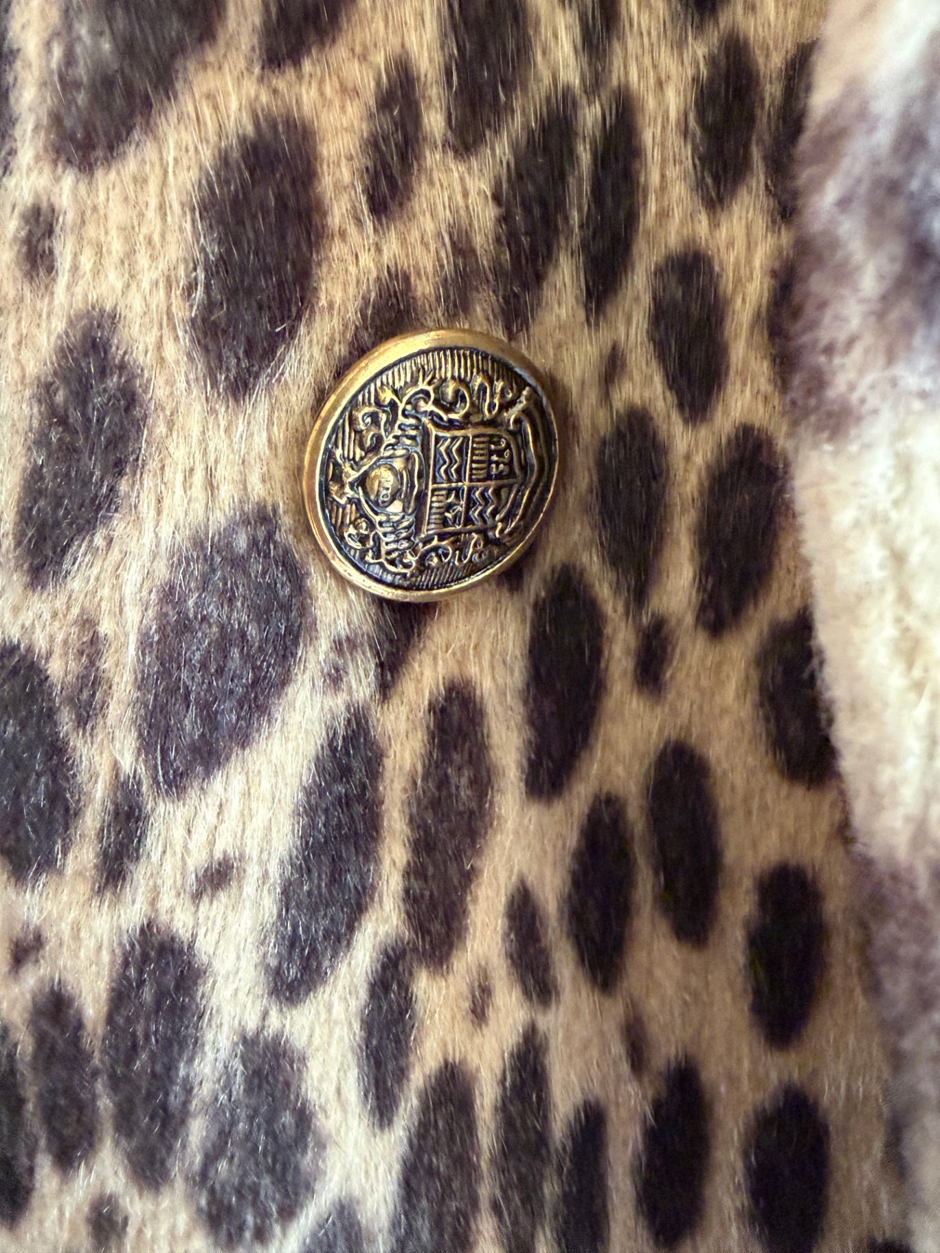 vintage Pony Hair Leopard Silk Lined Coat / Women's Small