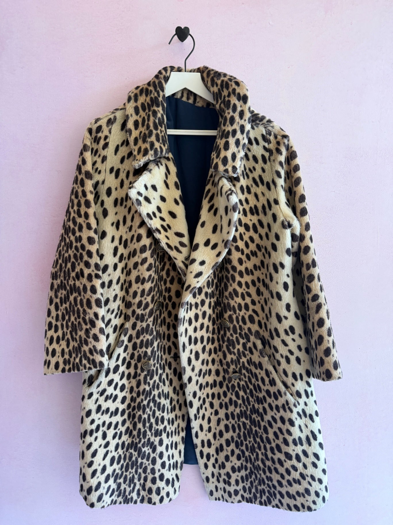 vintage Pony Hair Leopard Silk Lined Coat / Women's Small