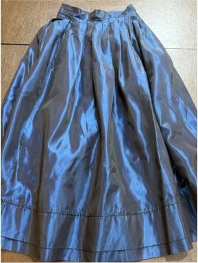 Vintage Laura Ashley Deep Blue Taffeta Pleated Skirt / 8