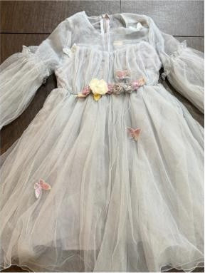 Girls Tulle Blue/Gray Butterfly and Floral Fairy Party Dress / 10 (140)