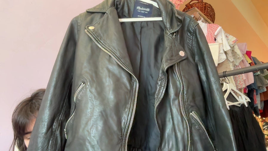 Madewell Black Leather Motorcycle Bomber Jacket / Women's Small