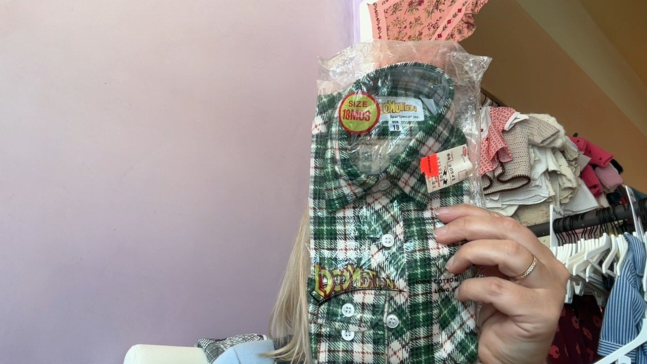 Vintage Deadstock Locomotion Green, White, and Orange Plaid Flannel Shirt / 18 months
