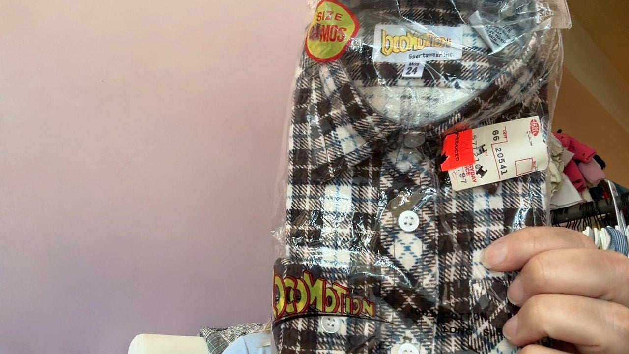 Vintage Deadstock Locomotion Brown and Blue Plaid Flannel Shirt  / 24MOS