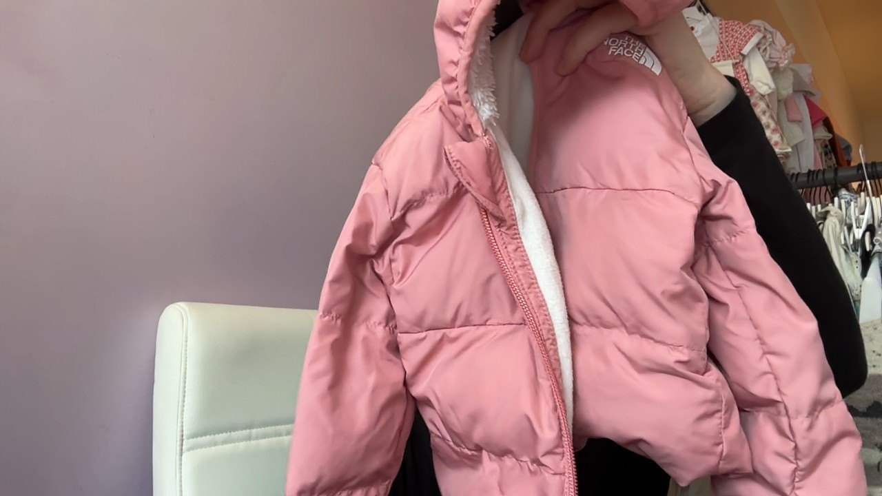The North Face pink hooded Puffer / 3-6 months