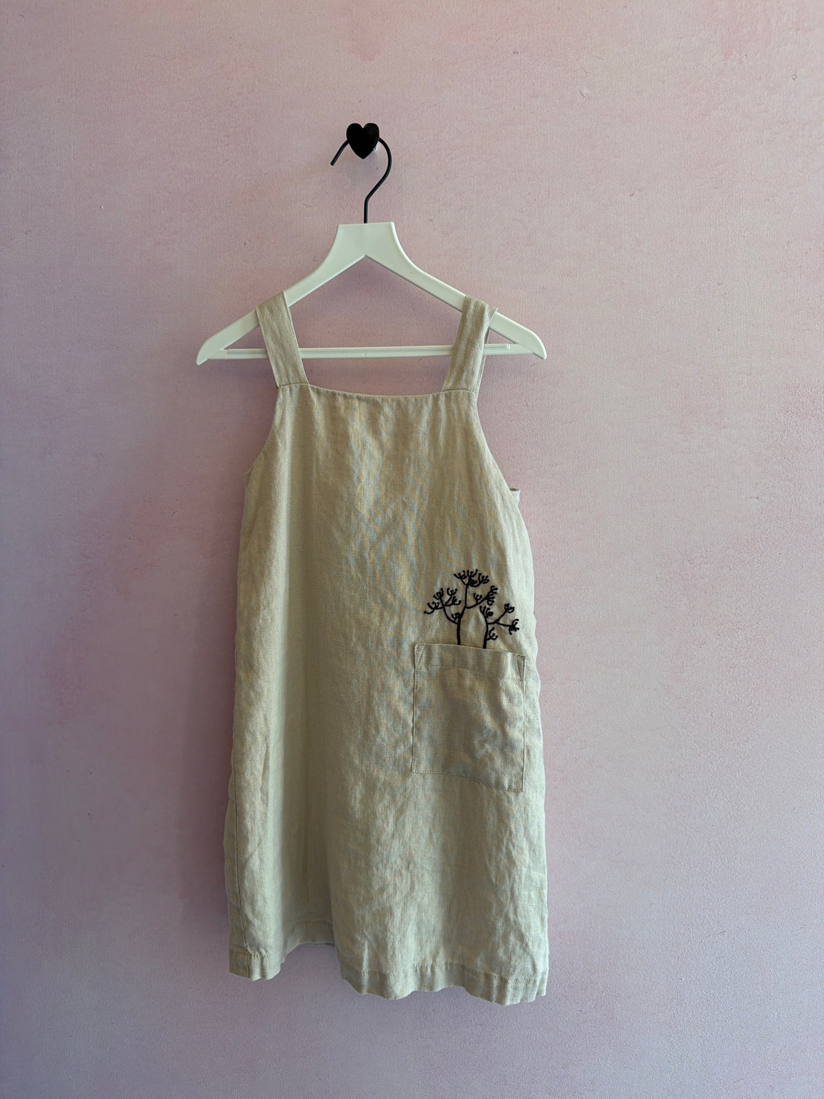 Cream Tree Black Bow Pinafore Dress / 5