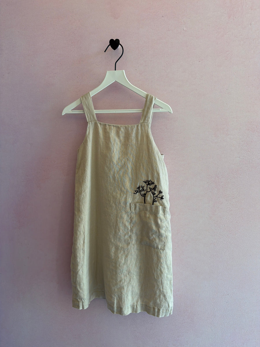 Cream Tree Black Bow Pinafore Dress / 5