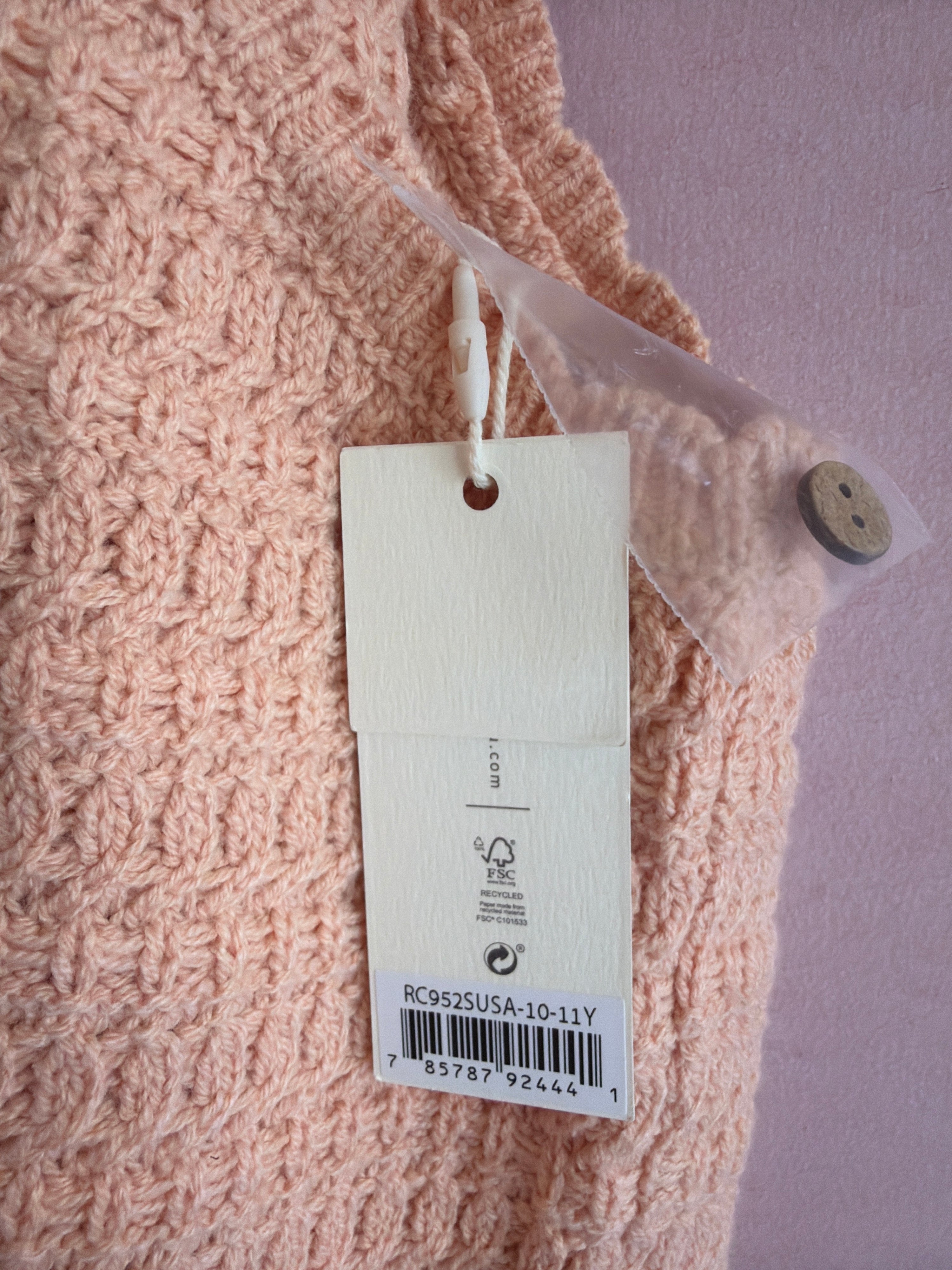 NWTs Rylee + Cru Peach Pink crochet Set / 10-11 years