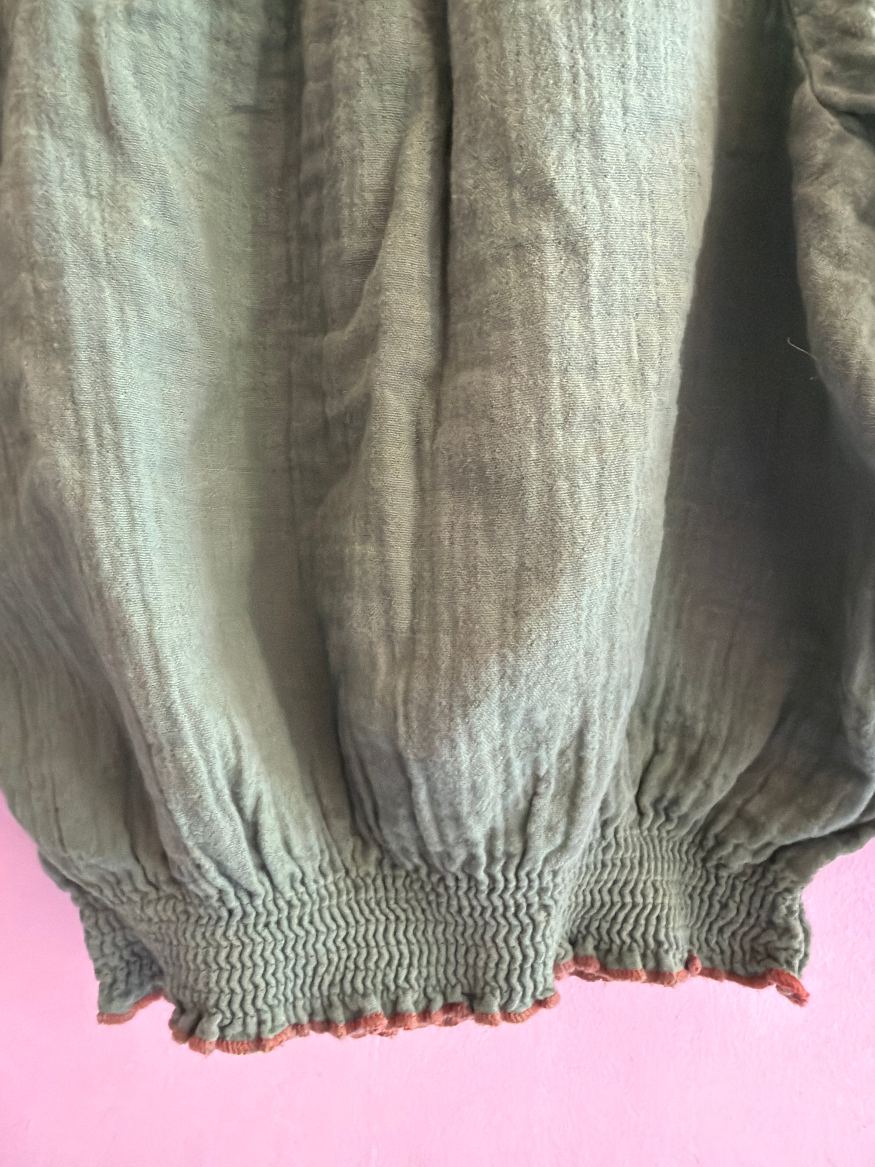 fin & vince Forest and Brown Smocked Blouse / 12-18 months