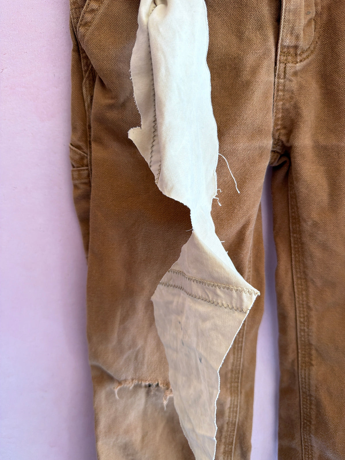 Creative Carhartt Carpenter Workwear Pants with Vintage Sail Adornment / 5