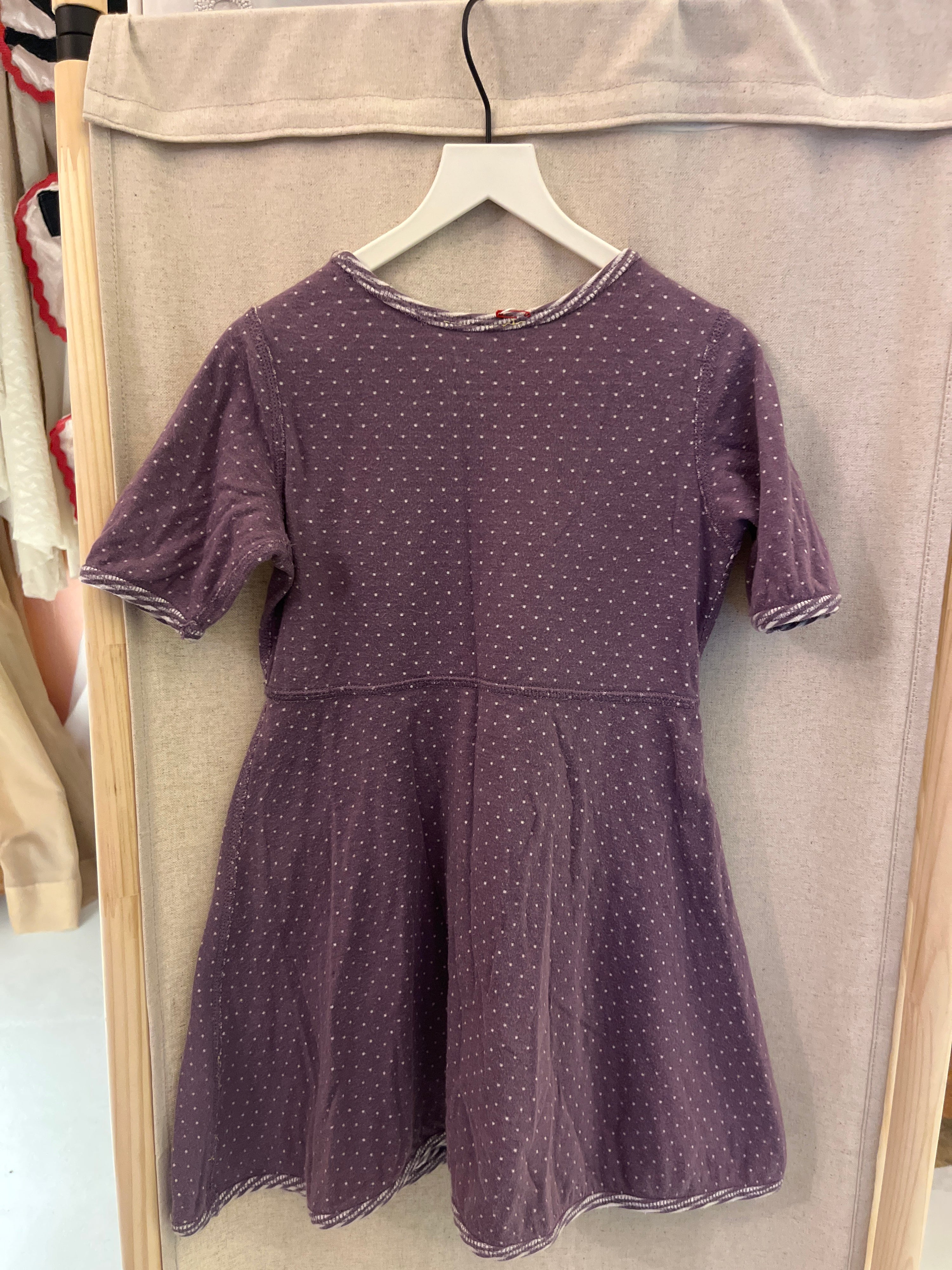 Reversible Purple Stripe Dot Dress / 4-5 years