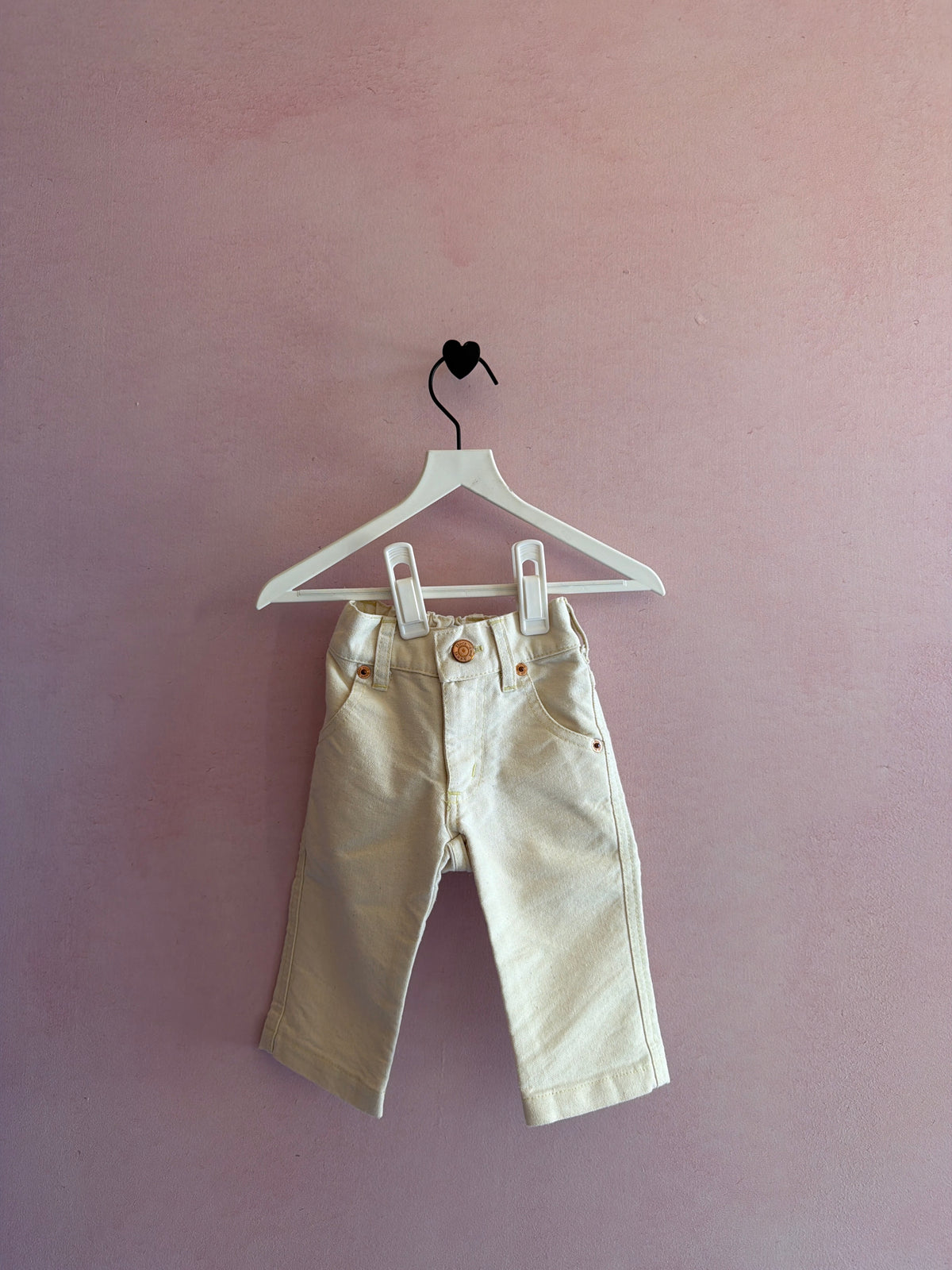 NWTs Flora & Henri Cream Denim Carpenter Pants / 6 months