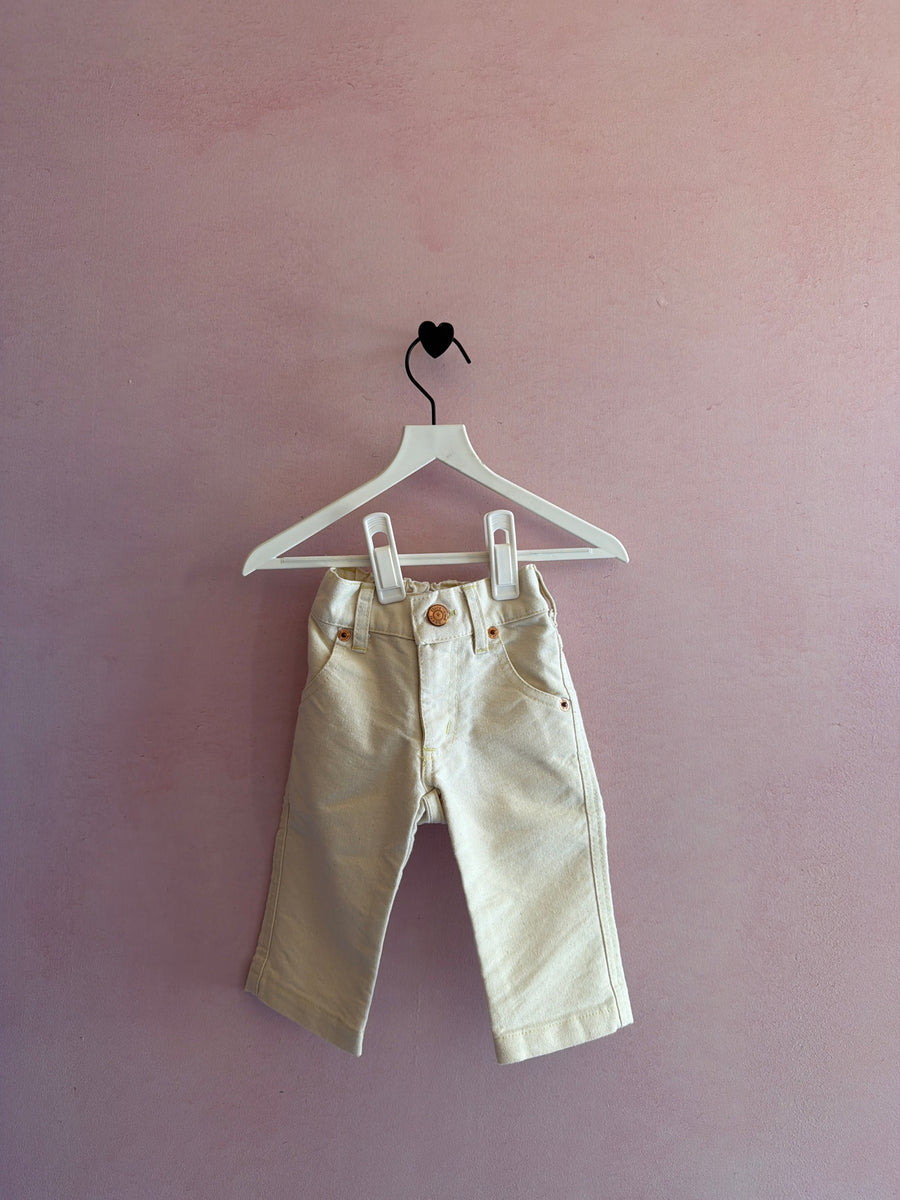 NWTs Flora & Henri Cream Denim Carpenter Pants / 6 months