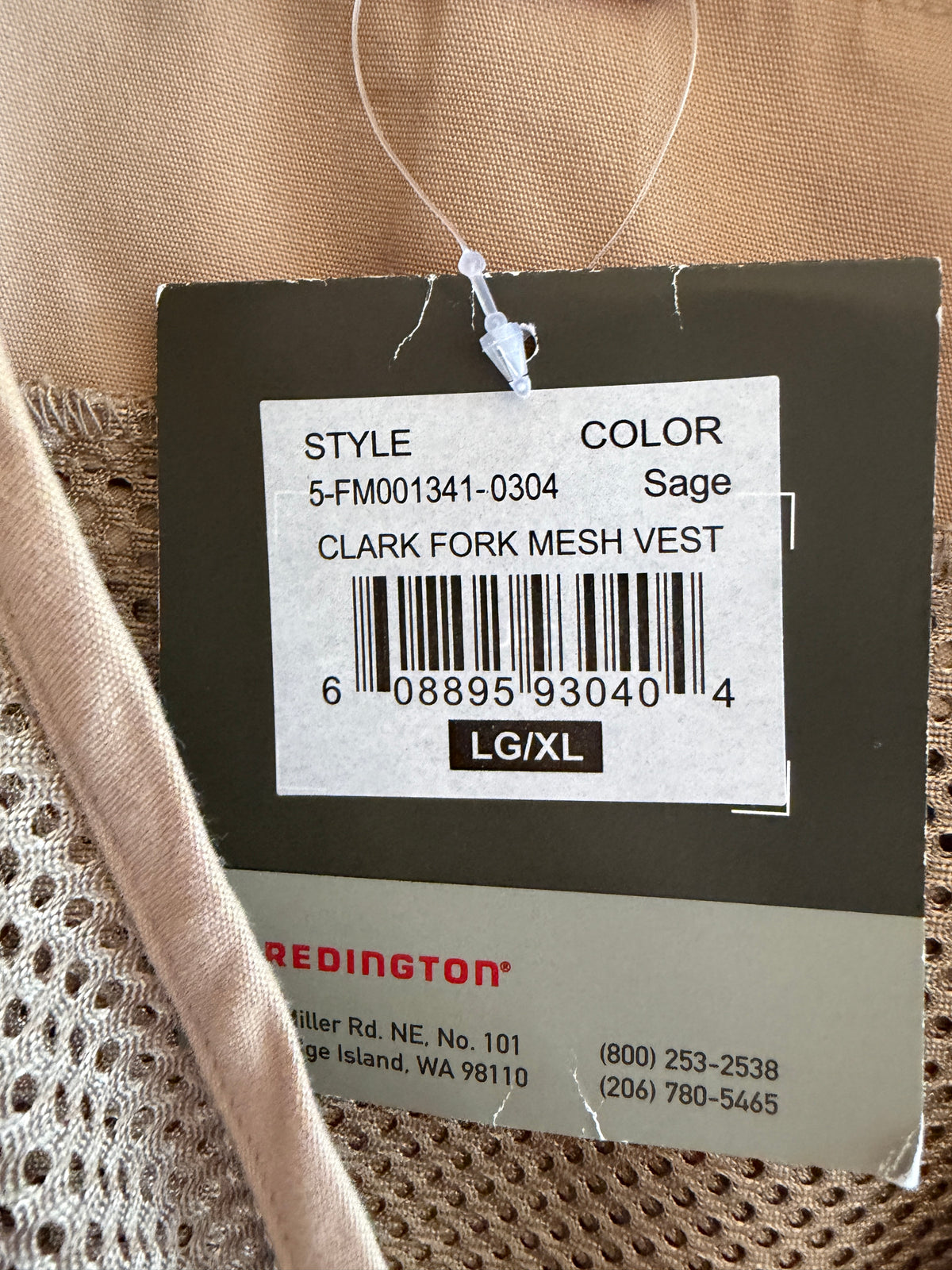 NWT Redington Mesh Beige Utility Fishing Vest / L/XL