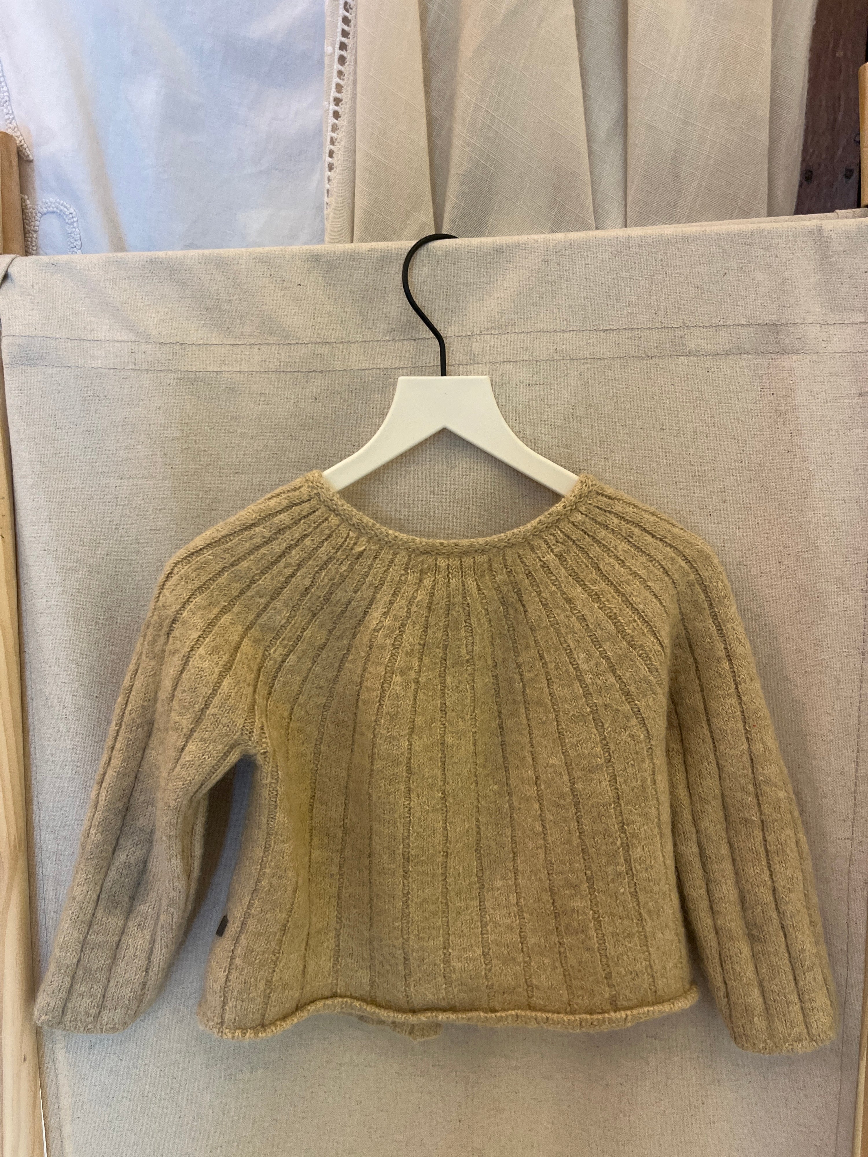 Oeuf Beige 100% Baby Alpaca Cardi / 2-3 Years