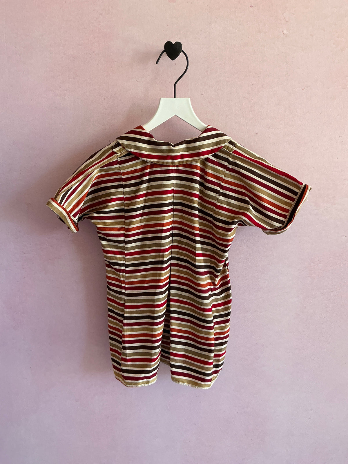 vintage Red, Brown, White, Tan Cinch Waist  Top / 3T